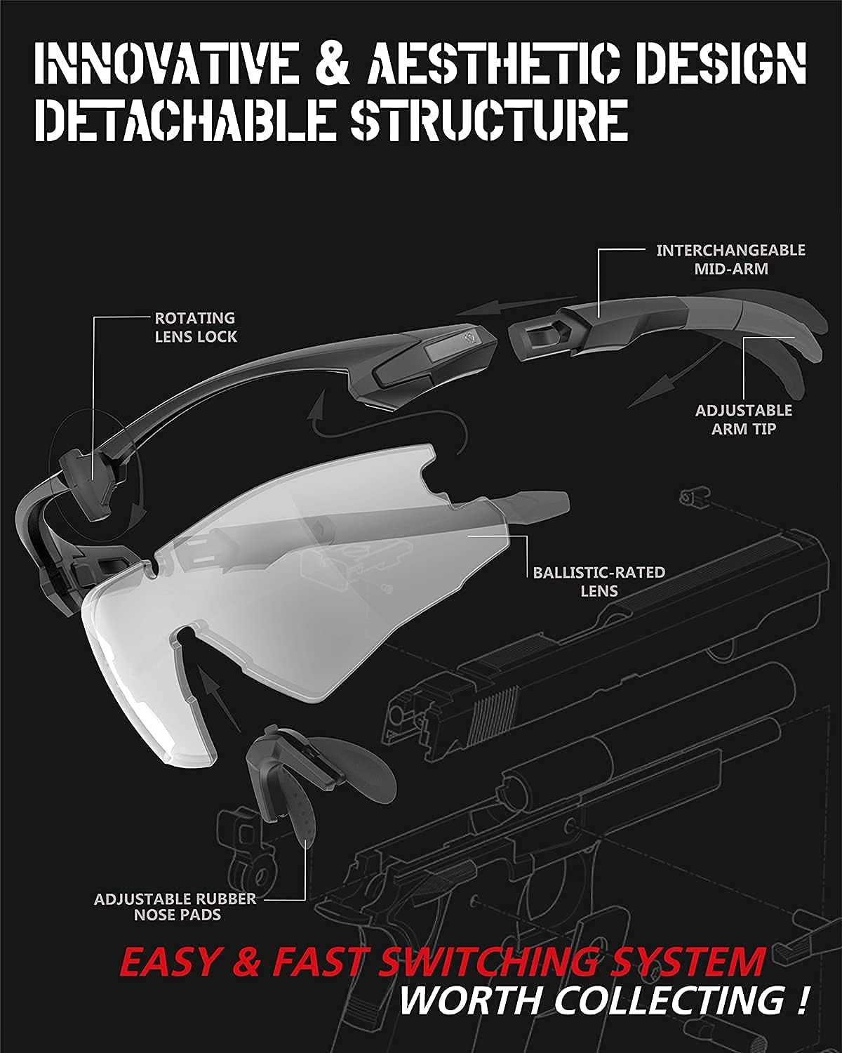 HUNTERSKY Ballistic glasses for hunting & Shooting safety glasses for men, Shooting Glasses military tactical glasses eye protection for shooting range glasses, gun range glasses range eyes shooting eye protection shooting glasses men gun safety glasses gun glasses shooting range eye protection range eye protection : Sports & Outdoors