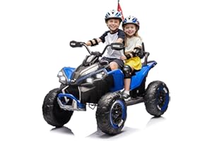 Okybaby XL 2-Seater Kids Ride on ATV 24V Ride on Toys for Big Kids W/Parents Control, 4-Wheel Shock Absorber, Electric ATV Car with Music, Lights, Bluetooth, Blue