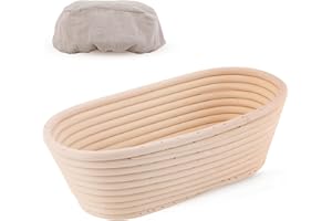 Joyyy Sourdough Bread Proofing Baskets with Liner, Dough Rising Ratten Bowl for Bread Making and Baking, Oval, 10 inch