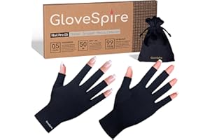 GloveSpire Small Hands UV Gloves for Nails,Thickened UPF50+ UV Protection Gloves, Fingerless Design for Women Gel Manicures Anti UVA UVB Light(Extra Small/Black)