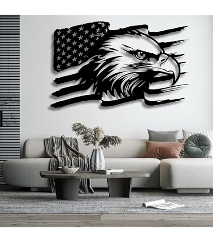 American Flag Metal Wall Art - Patriotic US Flag Decor For Living Room, Office, 36x19 Inches - View #5