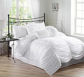 Amazon.com: Chezmoi Collection 7-Piece Chic Ruched Comforter Set ...