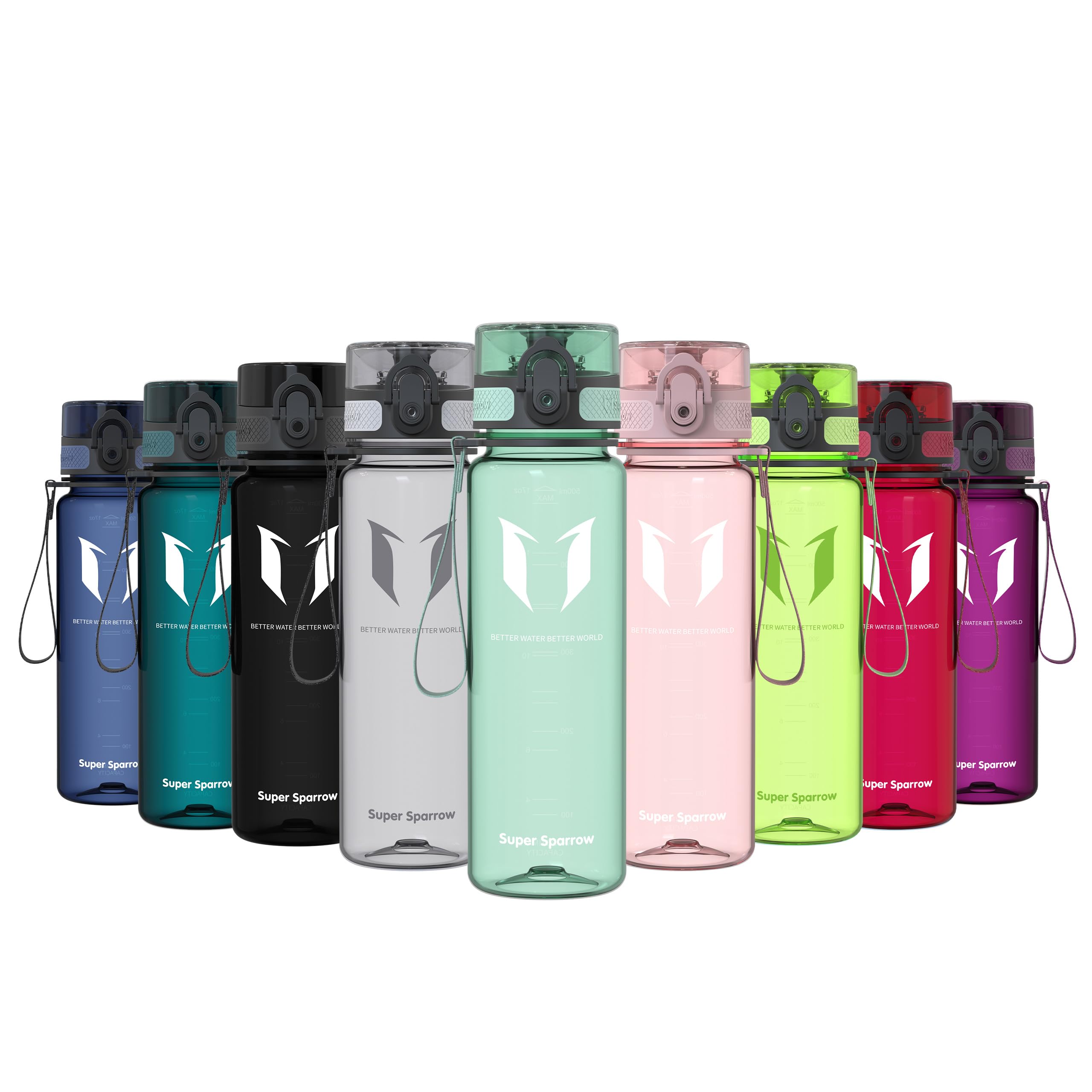 Super Sparrow Sports Water Bottle - 500ml - Non-Toxic BPA Free & Eco-Friendly Tritan Co-Polyester Plastic - For Running, Gym, Yoga, Outdoors and Camping — image 1