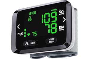 NOUYAN Blood Pressure Monitor Wrist Automatic BP Machine Adjustable Cuff 198 Memory Readings Large Backlit LED Display with Storage Bag for Home Use
