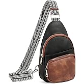 CLUCI Small Sling Bag for Women, Vegan Leather Fanny Pack Crossbody Bags for Women, Chest Bag With Guitar Strap