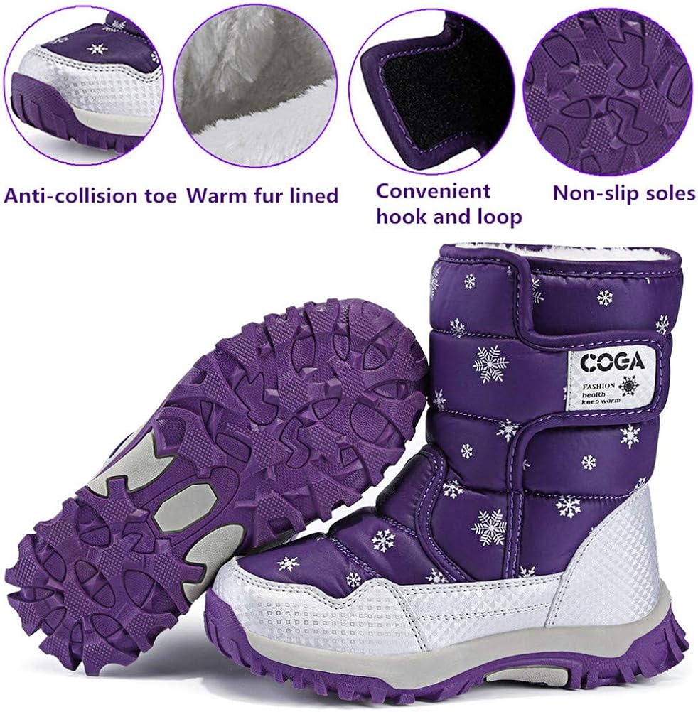 DADAWEN Girls Boys Snow Boots Winter Outdoor Waterproof Slip Resistant Cold Weather Shoes (Toddler/Little Kid/Big Kid): Shoes