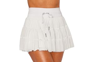 Monnruessy Women's & Girls' Pleated Skort Skirt High Waisted Ruffle Shorts with Pockets 2 in 1 Athletic Skirts