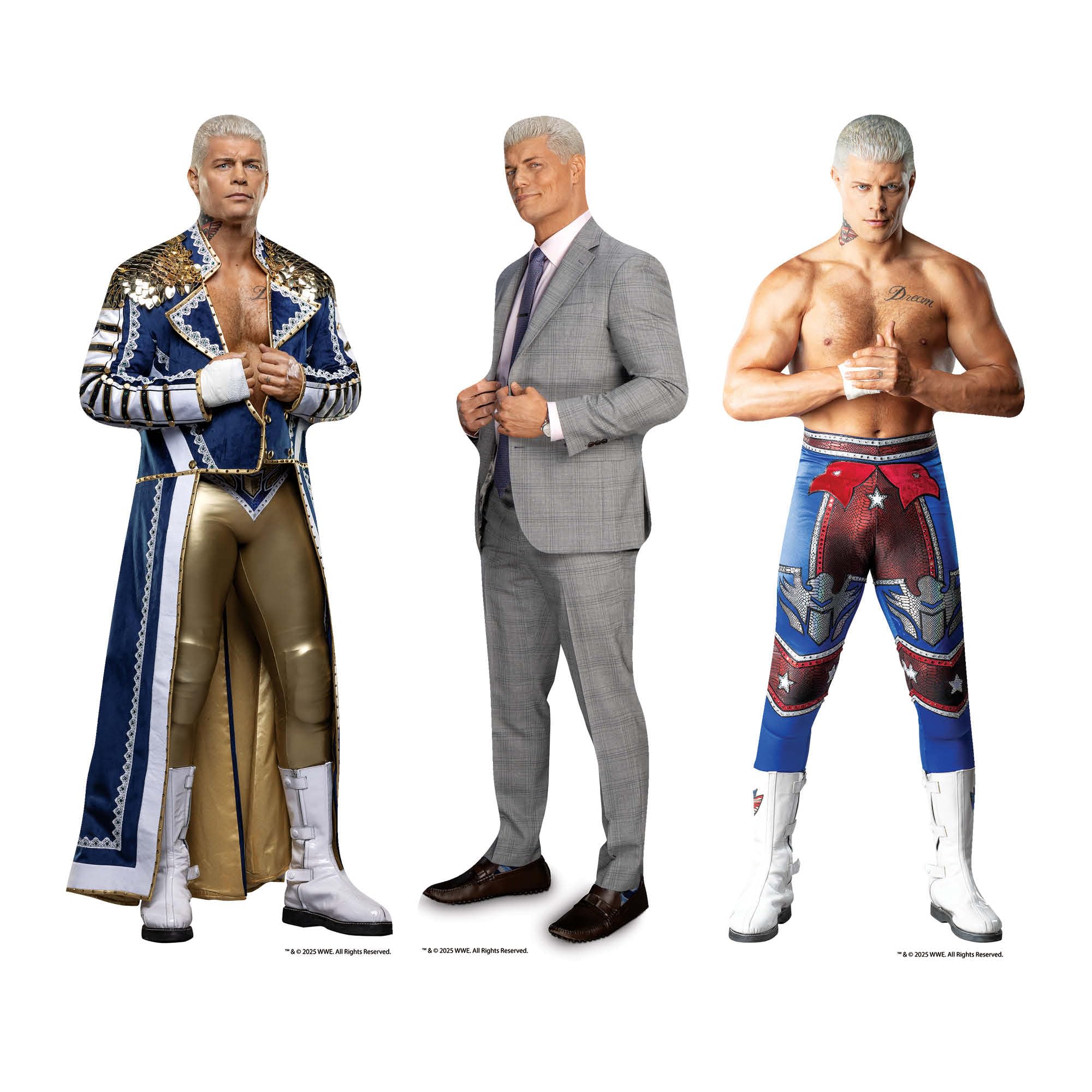 Star Cutouts SC4578 WWE Cody Rhodes 3-Pack Shelf Top Cardboard Cutouts – American Nightmare Fan Display, Party Décor & Gift
