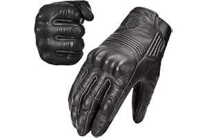 ILM Goatskin Leather Motorcycle Motorbike Powersports Racing Gloves Touchscreen for Men and Women Model DN01(XXL, Black Unperforated)