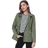Allegra K Women's Utility Jacket Zip Up Drawstring Waist Snap Buttons Lightweight Anorak Jackets with Pockets