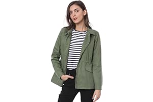 Allegra K Women's Utility Jacket Drawstring Waist 2025 Spring Flap Pockets Lightweight Jackets