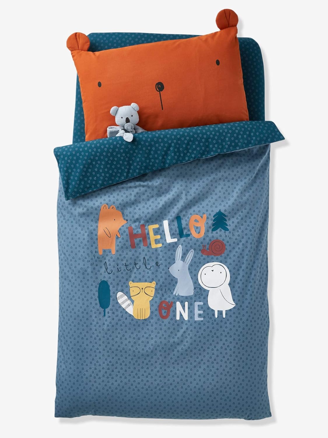 Voxloud Com Vertbaudet Housse De Couette Bebe Dans Les Bois Bleu Grise 80x1 Linge De Lit Et Oreillers Literie Et Linge De Maison