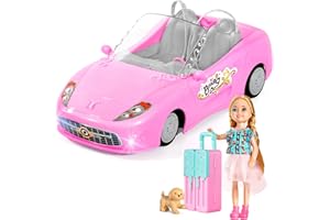 ULOVEME 2.4Ghz Remote Control Car for Girls - 1:18 RC Toys for Kids with Doll, 100 mins with Rechargeable Battery, Birthday for Grils (Pink #5)