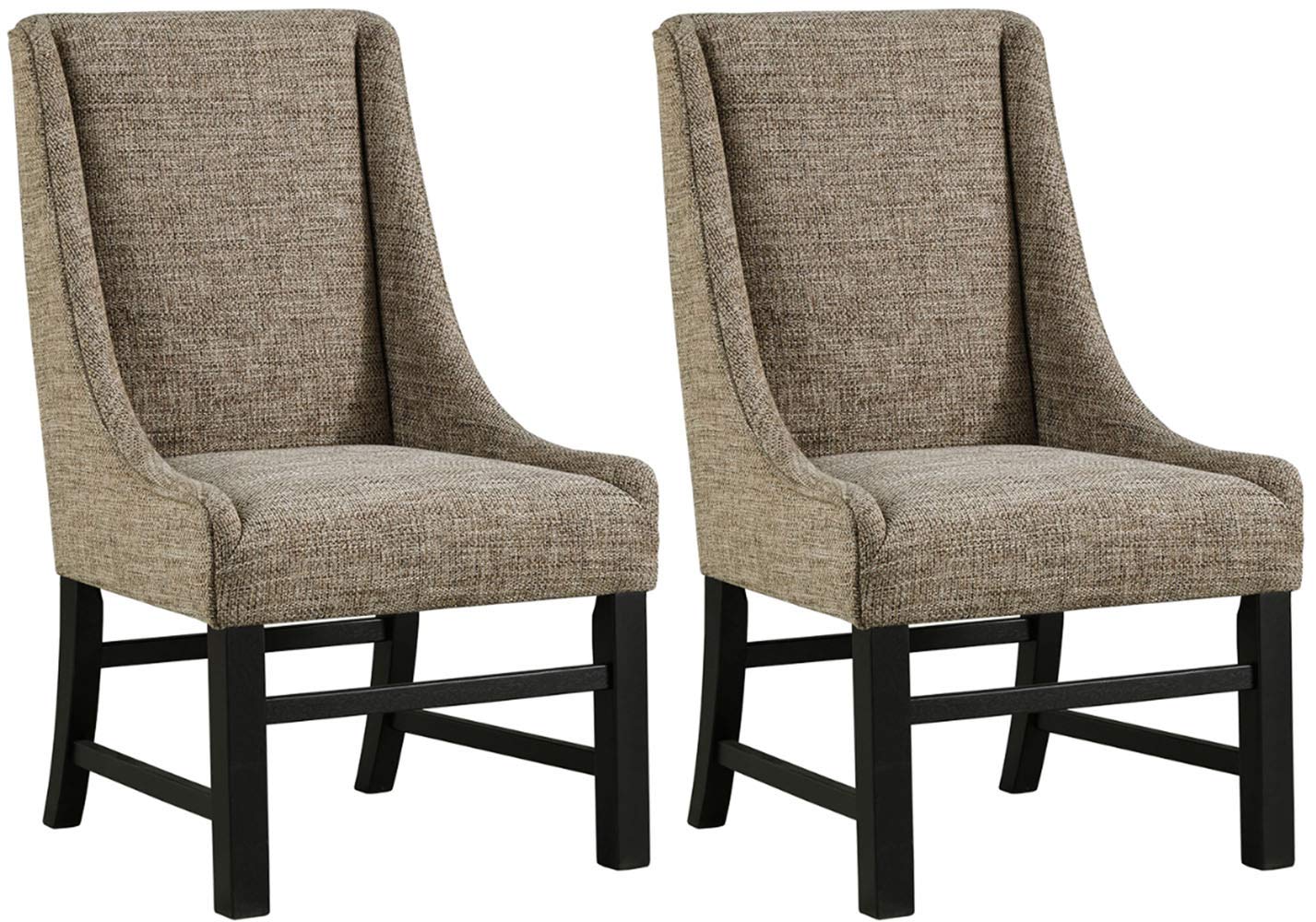 Ashley Furniture Signature Design - Sommerford Dining Arm Chair - Set of 2 - Casual - Brown Upholstery - Black Wood Frame