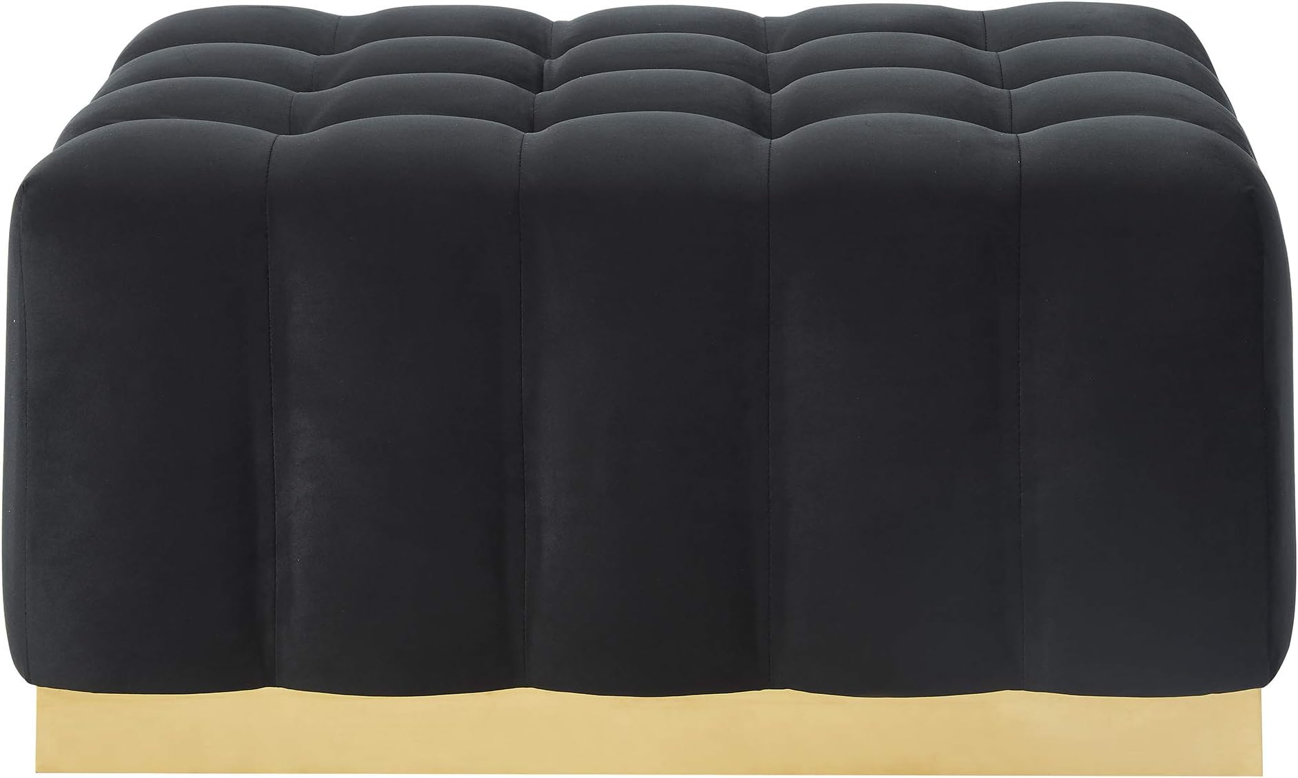 Overstock Magnum-Ottoman-Black/Gold-Velvet Ottoman with Stainless Base - Black/Gold Black