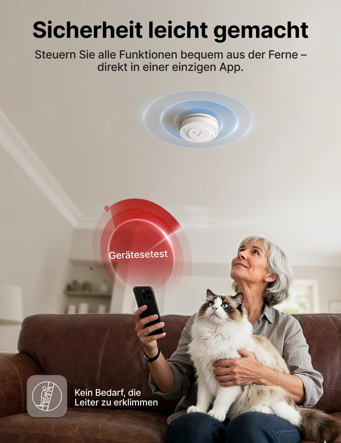 X-Sense Smart WLAN-Rauchmelder Feuermelder mit 10-Jahres-Batterie und SBS50 Basisstation, TÜV Rheinland Zertifiziert, photoelektrischer vernetzbarer Funk-Brandmelder, SD19-MN61, 6 Stück 5