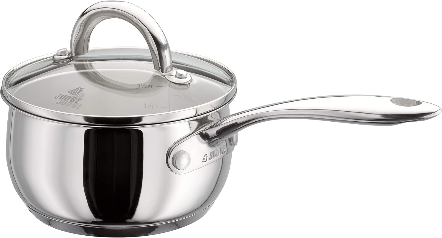 Judge Classic 14cm Saucepan with Glass Lid, Silver, 1 Litres