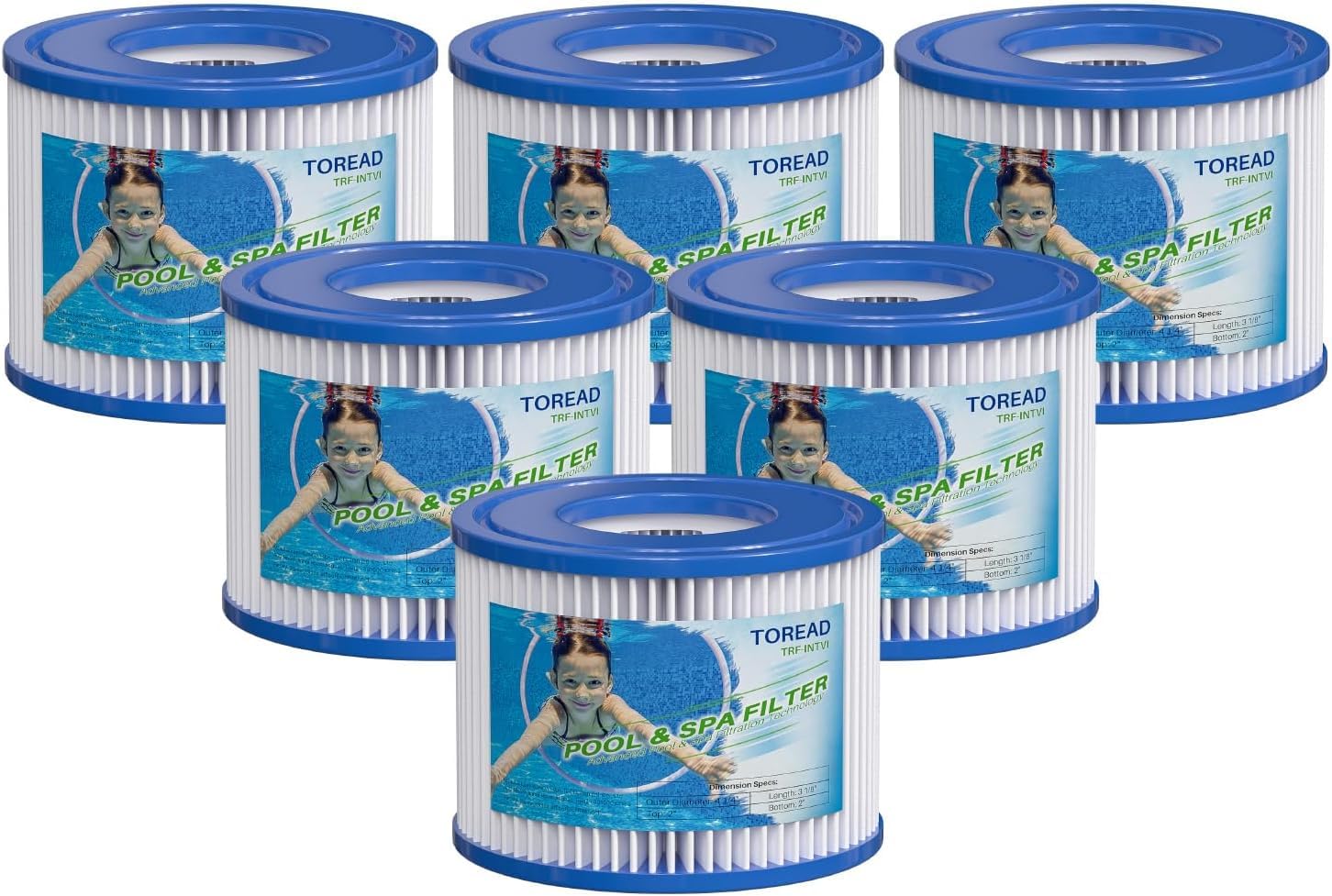 TOREAD Replacement Bestway Hot Tub Spa Filter Replacement for Type VI, Coleman SaluSpa 90352E, Lay-Z-Spa Miami, 6PC