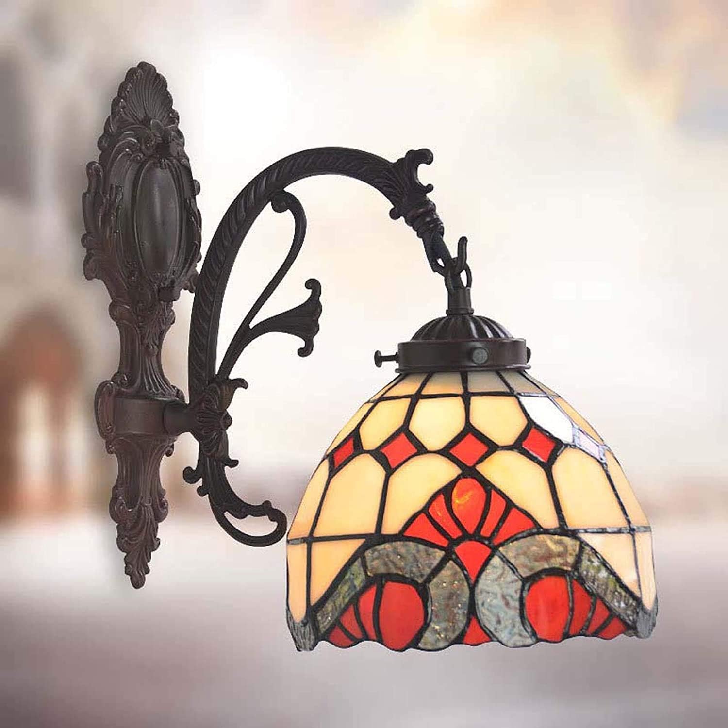 Tiffany Style Wall Lamp Single/double Head Baroque Art Wall Sconce Decoration, Hallway Light