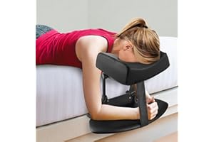 EBANKU Mattress Top Massage Kit, Adjustable Headrest Face Cradle Cushion, Face Down Pillow with Massage Table Armrests for your bed at home (Square Black)