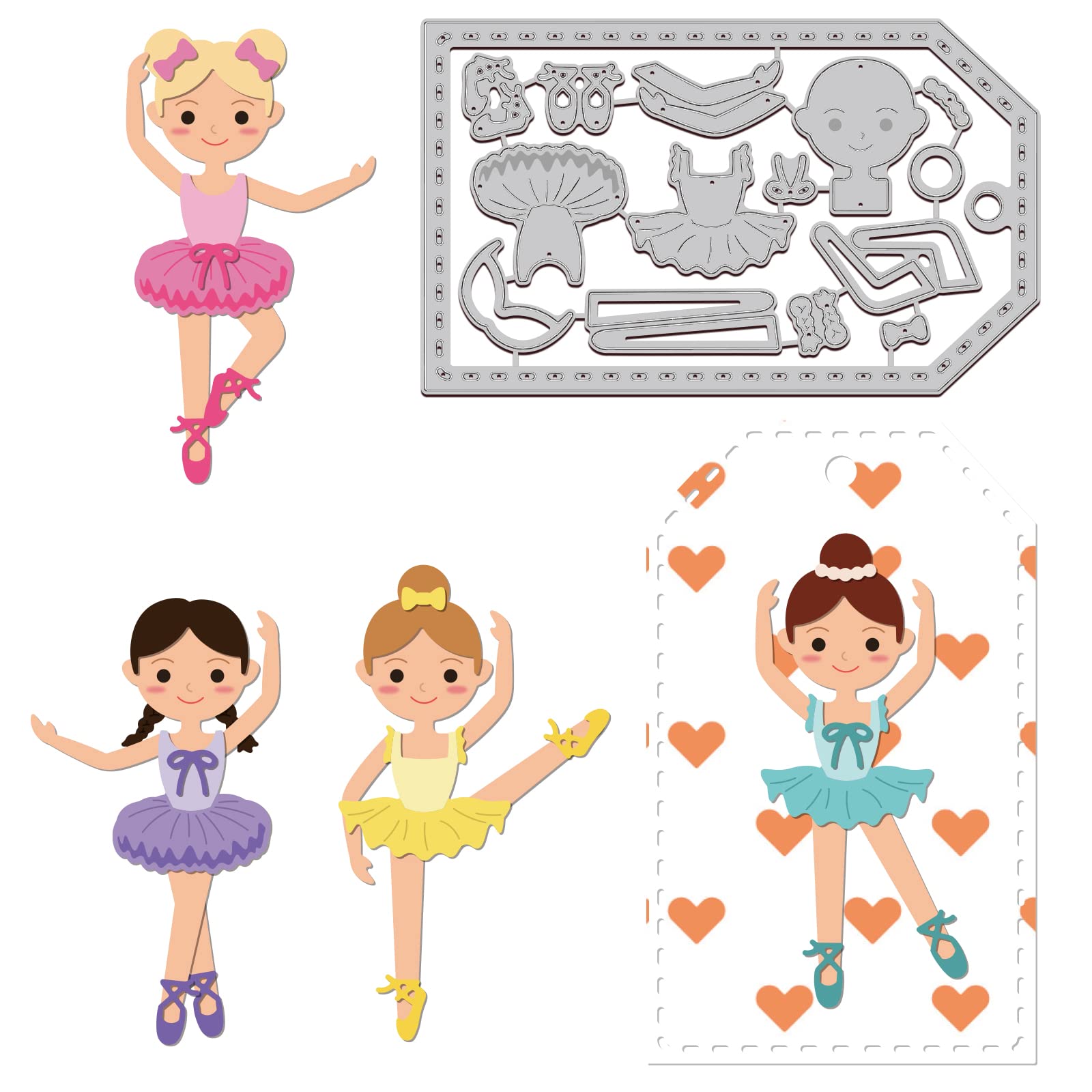 GLOBLELAND Ballet Dancer Cutting Dies Metal Bookmark Frame Die Cuts Embossing Stencils Template for Paper Card Making Decoration DIY Scrapbooking Album Craft Decor