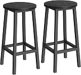 VASAGLE Bar Stools Set of 2 Ebony Black Kitchen Chairs with Metal Frame