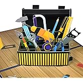 GREETING ART Fathers Day Card,Father's Day Toolbox Pop Up Card,Father's Day Card, 3d Pop Up Greeting Card for Him– Father's Day Love Card,Birthday Card for DAD, Men, Husband, Brother