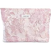STARDW Aesthetic Floral Makeup Bag Cute Small Cosmetic Bags for Women Girls, Travel Toiletry Bag Large Capacity Zipper Makeup