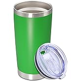 Eyasure 20 oz Tumbler with lid Double Wall Vacuum Insulated Tumblers Stainless Steel Coffee Mug Travel Coffee Tumbler Powder Coated Tumbler Cup Keep Hot&Cold - (Green 1 Pack)