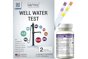 HEALTH METRIC Well Water Test Kit for Drinking Water - Quick and Easy Home Water Testing Kit for Bacteria Nitrate Nitrite pH Manganese & More | Made in The USA in Line with EPA Limits [NO MAILING Required]