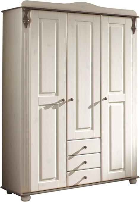Ticaa Kleiderschrank 3-türig Lara II Lava-Weiß: Amazon.de ...