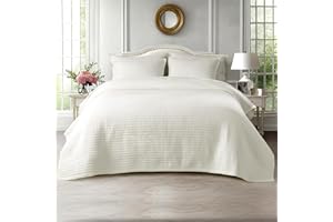 KASENTEX Oversized King Quilt Set 112"x106" – Soft Washed 3 - Layer Lightweight California King Bedspread, Minimalist Nordic Design, All-Season Spring & Summer Quilt Set (1 Quilt + 2 Pillow Shams), Cream White