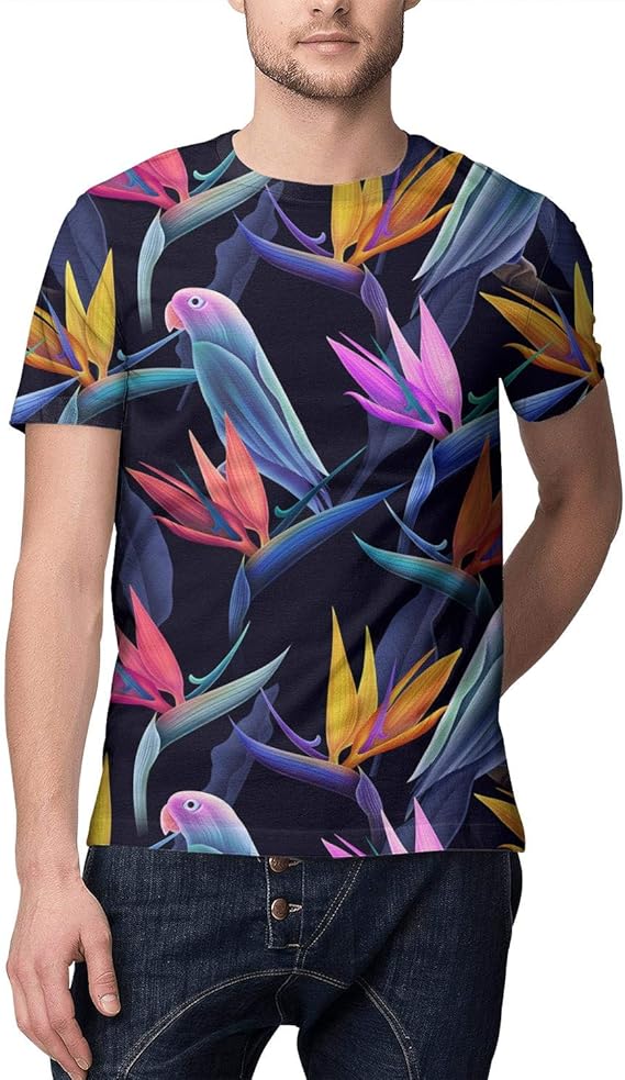 denim and flower bird shirt