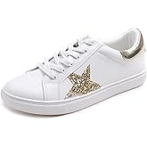 FEVERSOLE Women's Featured PU Leather Colorful Lace Up Sneaker