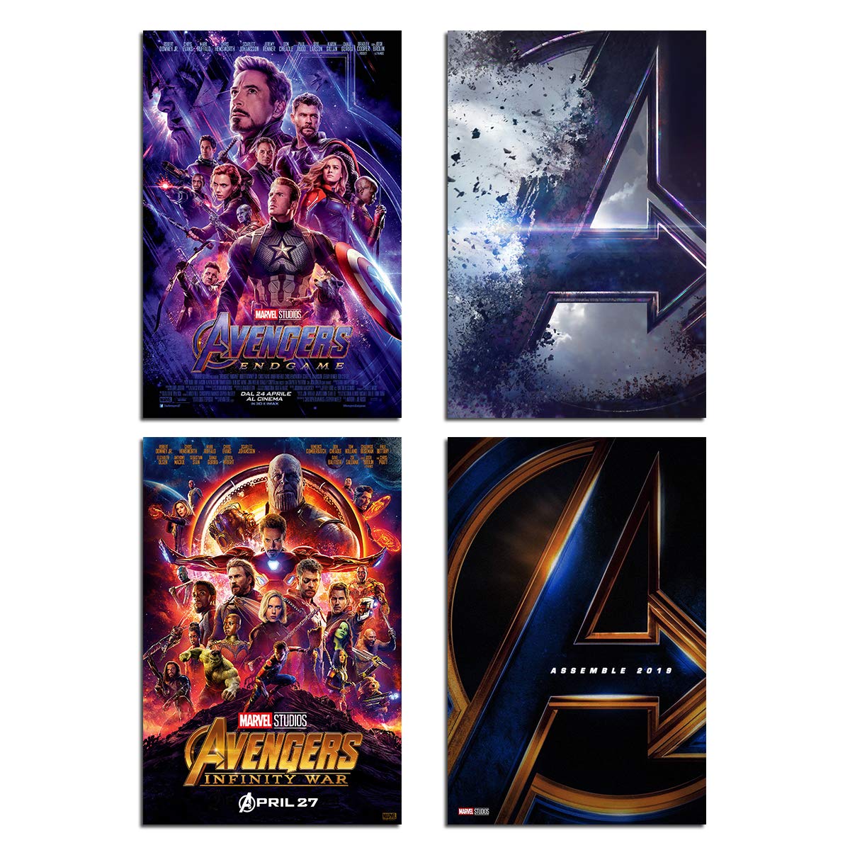 Marvel Avengers Wall Art Poster Canvas Wall Decoration Superhero Print Of Avengers Endgame Pictures The Infinite War Movie Manrvel Logo Sign Painting 4 Set Unframed 8x10 Inch For Boy Room Decor Buy marvel avengers wall art poster