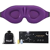 MZOO Luxury Sleep Eye Mask for Side Sleeper Men Women, Zero Eye Pressure 3D Sleeping Mask, Light Blocking Patented Design Night Blindfold, Soft Eye Shade Cover for Travel, Purple