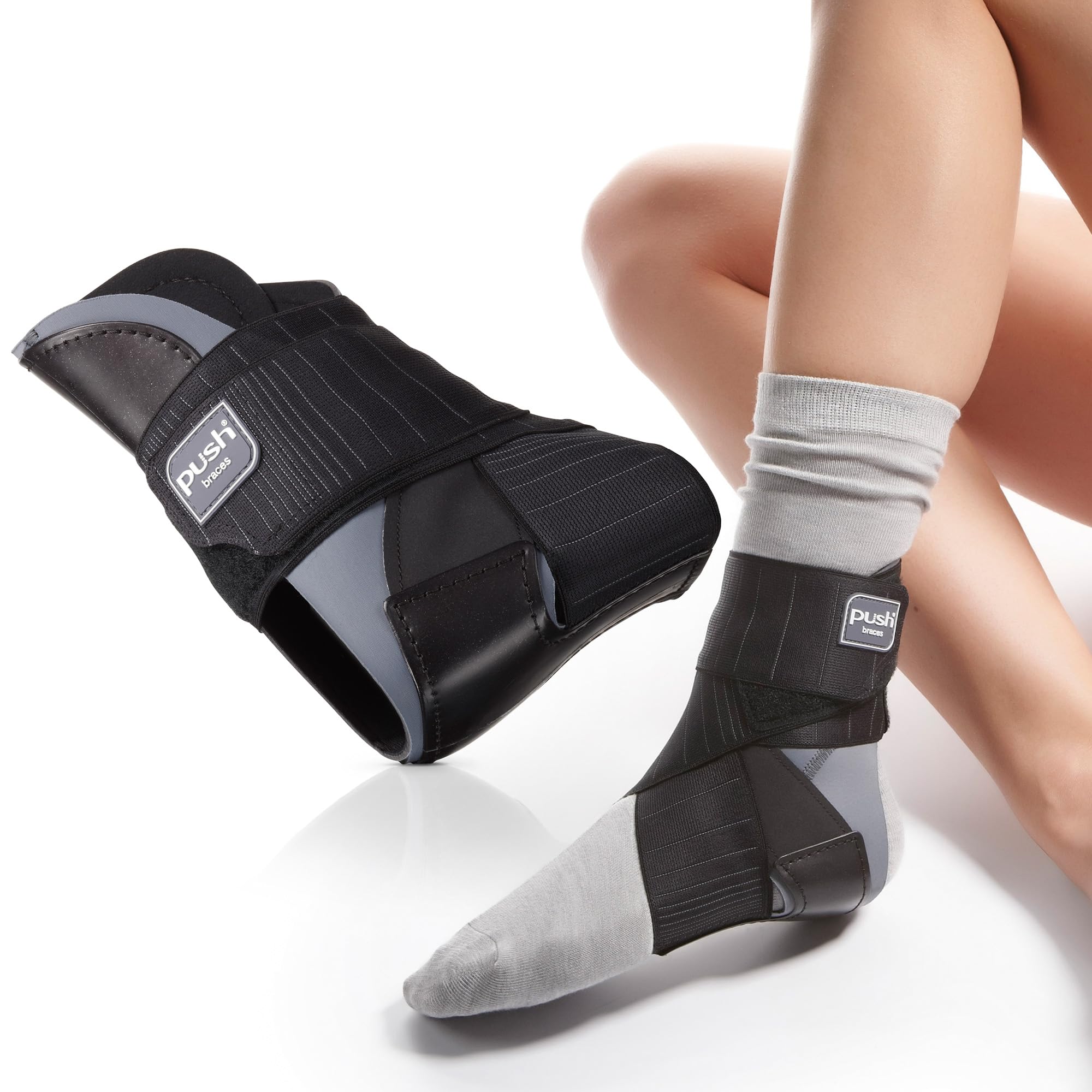 PUSH Ortho Aequi Ankle Brace – Semi-Rigid Ankle Support for Ligament Injuries, and Chronic Instability | Adjustable Ankle Brace with Elastic Strap for Optimal Comfort & Stability (Left Size 2) — image 1