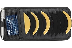 EXEXIUO CD Visor Holder for Car, 12 DVD Case, Vehicle Sun Visor CD Storage Organizer 1 Mesh Pocket 1 Pen Holder and Elastic Strap