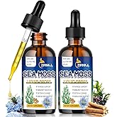 Organic Sea Moss Drops, 11 in 1 Black Seed Oil & Irish Liquid Sea Moss Gel Ashwagandha Burdock Root, Spirulina, Bladderwrack, Elderberry for Digestion, Immunity, Skin Hair Health, Non-GMO - 4 Fl Oz
