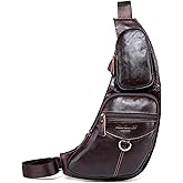 KPYWZER Vintage Leather Sling Bag Backpack for Men Crossbody Shoulder Chest DayPack Backpacks