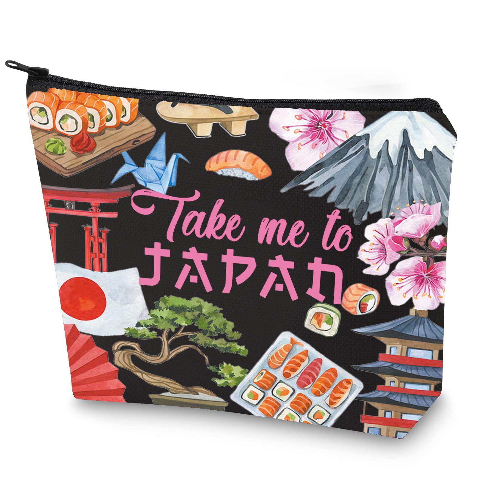 WZMPA Japan Travel Cosmetic Bag Japan Souvenir Gift Take Me To Japan Zipper Pouch Bag Japanese Culture Gift, Take Japan Bl, Fit