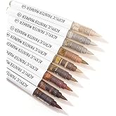 Sharxart Brown Acrylic Paint Markers, 9 Colors Acrylic Paint Pens Water Based and Soft Brush Tip for Wood Glass Eggs Rock Painting Canvas Stone Fabric DIY Crafts Art Supplies (Brown)