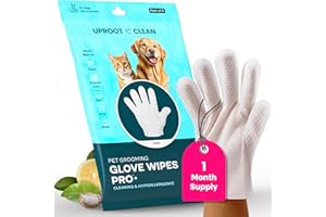 UPROOT CLEAN Uproot QuickClean Gloves Pro: 1 Month Supply - Extra-Thick Pet Glove Wipes for Dogs & Cats - Easy Wipe Paws, Eyes, Ears, Butt, & Body - Lick-Safe - Cleaning, Deodorizing & Grooming (6 Pack)