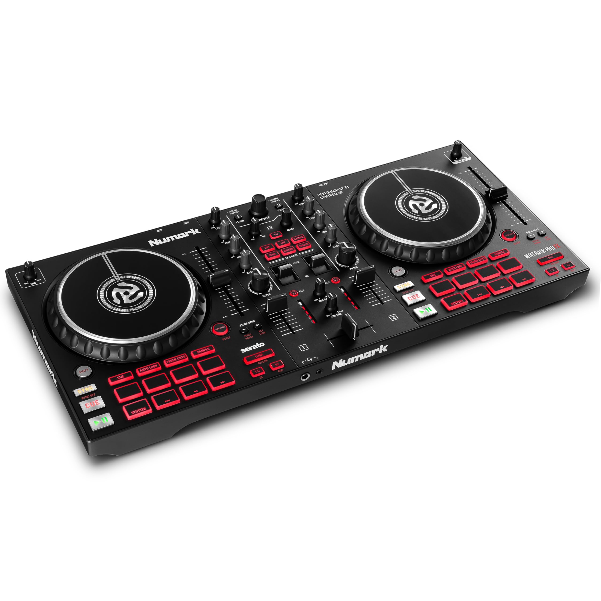 Controlador Numark Mixtrack Pro FX Serato DJ con 2 decks, mezclador, paletas de efectos e interfaz de audio
