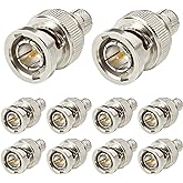 XRDS -RF BNC Compression Connector for RG6 Coaxial Cable BNC Male RG6 Connectors for CCTV, SDI, HD-SDI, Siamese, Security Camera(Pack of 10)
