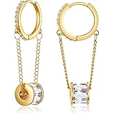 Ritach Gold Chain Earrings for Women Trendy Dainty 925 Sterling Silver Post 14k Gold Plated Chain Tassel Dangle Hoop Earrings for Gifts
