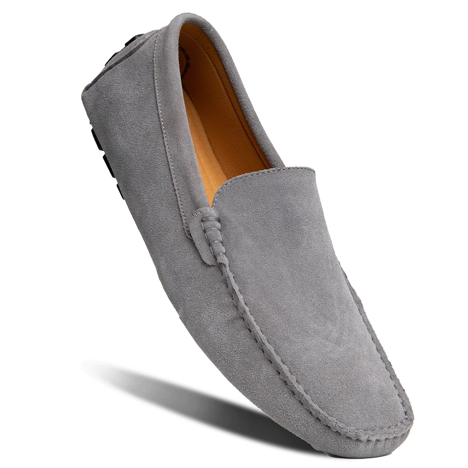 Go Tour Mens Handmade Suede Leather Casual Loafers Shoes