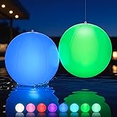 HAPIKAY Solar Floating Pool Lights, 2 Pack, 14-Inch Auto Color-Changing LED Light Balls, Waterproof Inflatable Solar Pool Light, Patio, Backyard Pond Event Wedding Decor