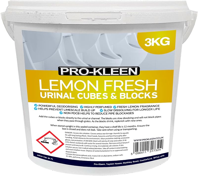 Pro-Kleen Urinal Channel Blocks 3KG Lemon Fragrance Non PDCB Slow Dissolving 30
