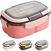 1400ML/47OZ Adult Bento Box, Leak-proof 3 Layers with Handle Portable Lunch Container, Lunch Box for Men and Women, BPA-Free, Microwave/Dishwasher/Freezer Safe, Reusable Snack Container (Pink)